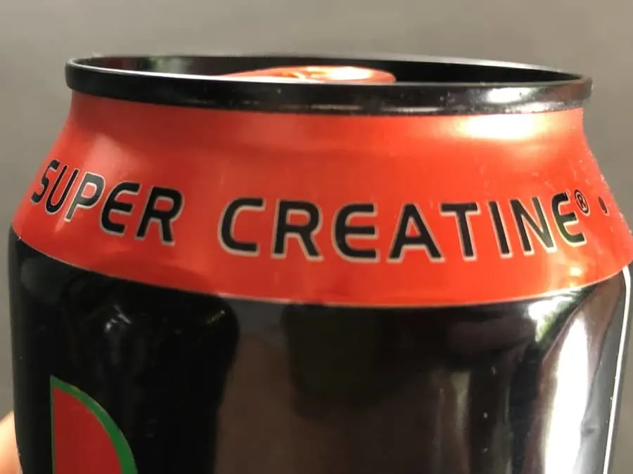 Snapshot of super creatine label on Bang energy drink.