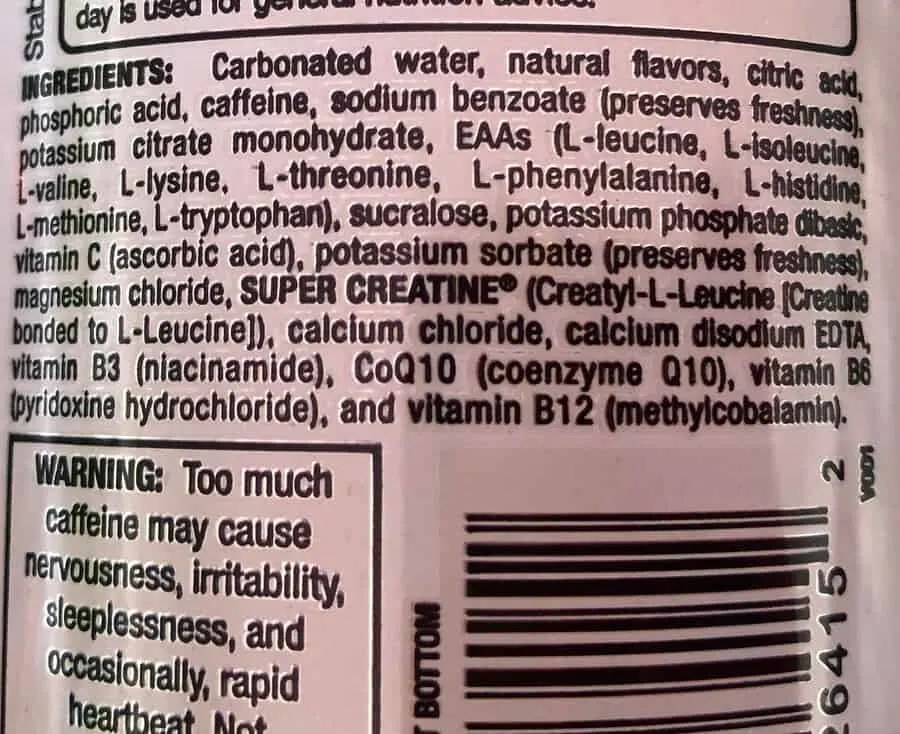 The list of ingredients in Bang Energy Drink does not include alcohol