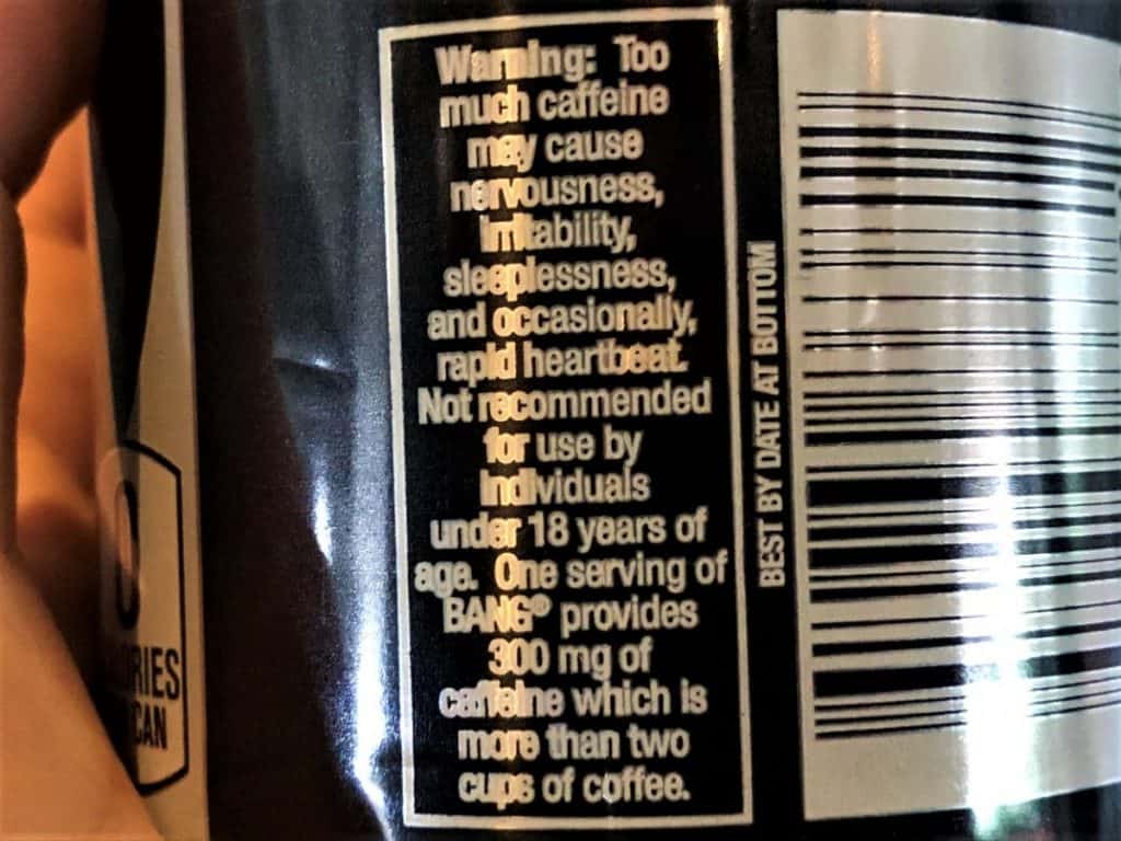 Bang Caffeine Label Warning