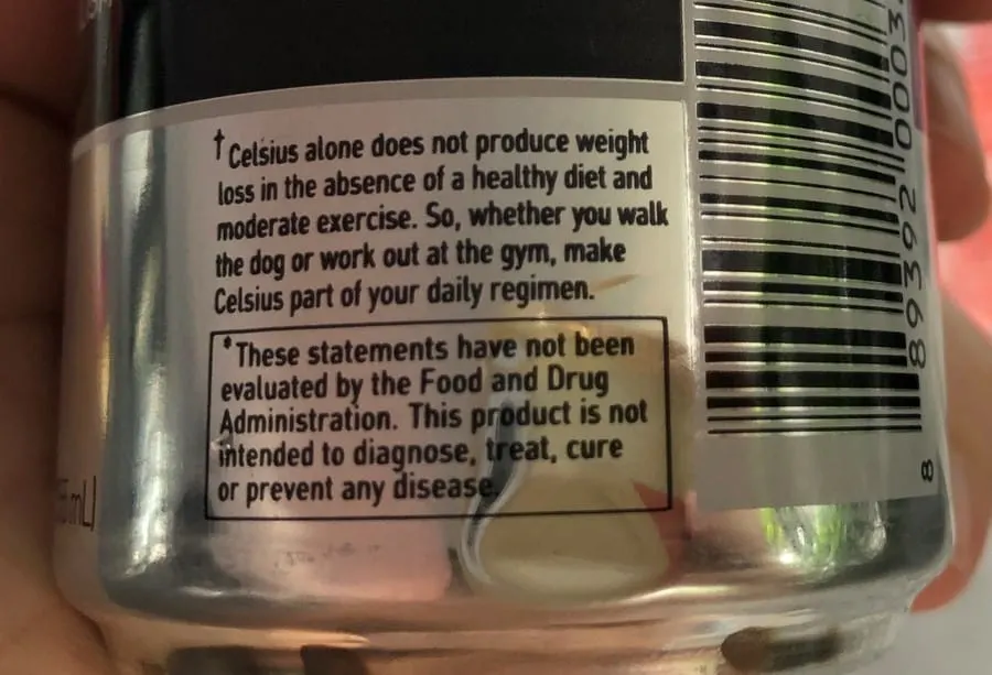 Celsius Fitness Drink Label