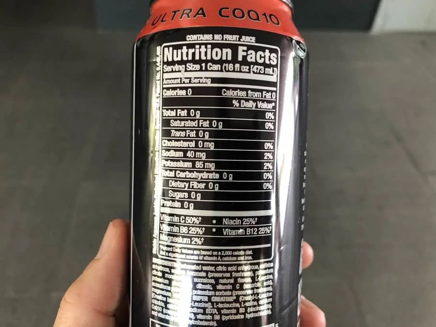 Bang Energy Drink Nutrition Label