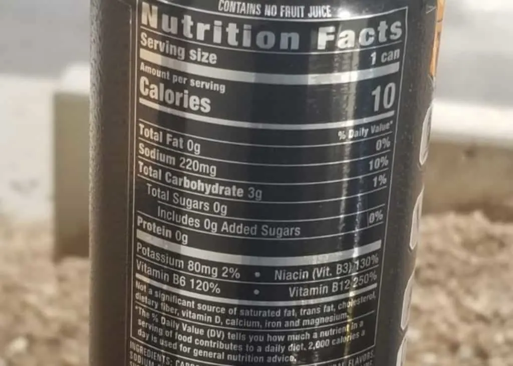 Reign Energy Drink Nutrition Fact