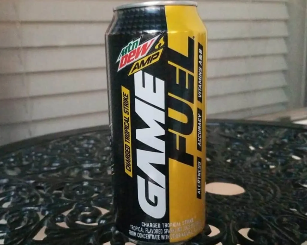 a can of Mountain Dew Game Fuel on the table.