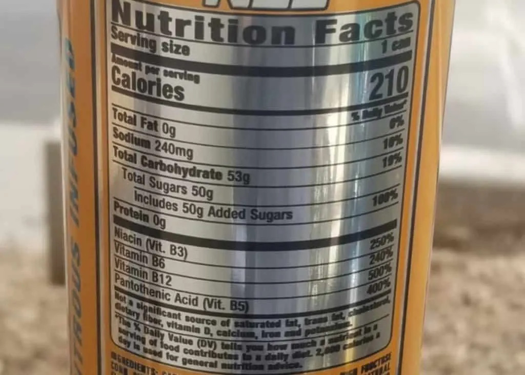 NOS Energy Nutrition Facts
