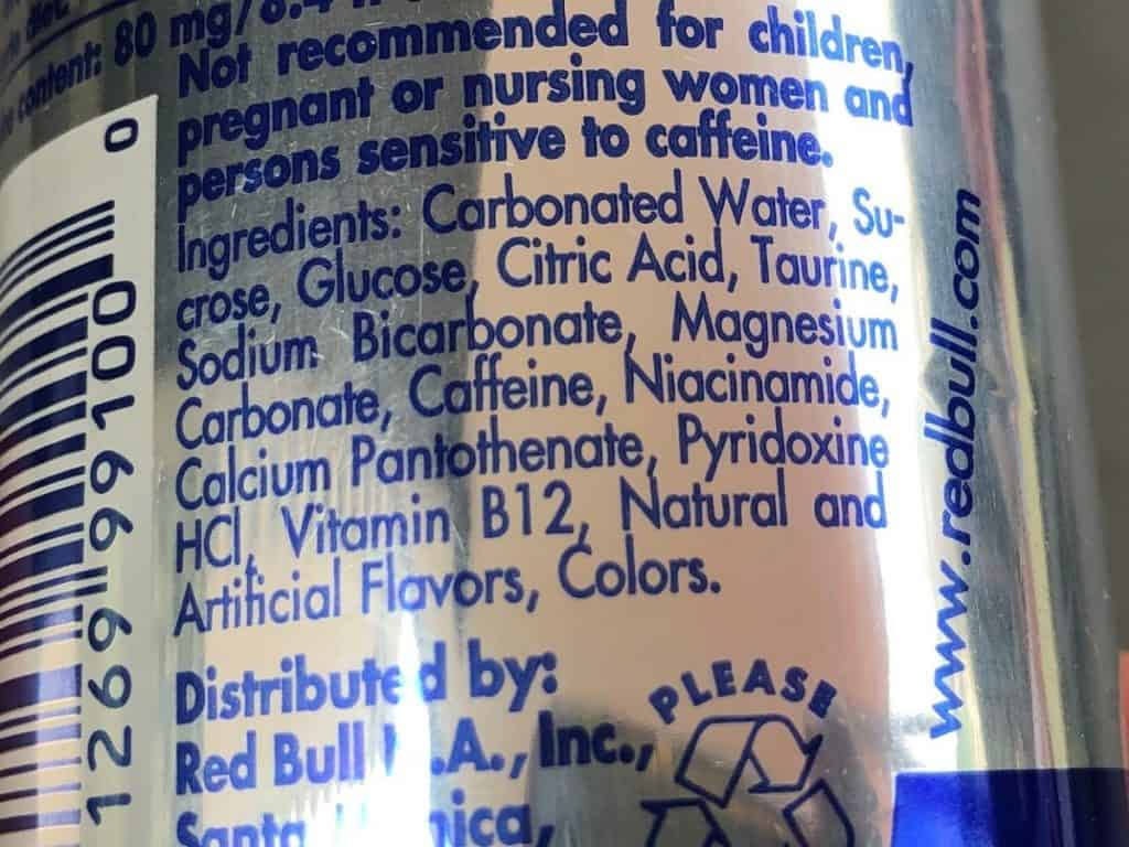 Red Bull Ingredients list