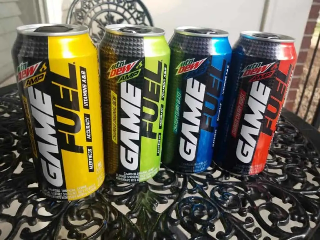 Four cans of Game Fuel