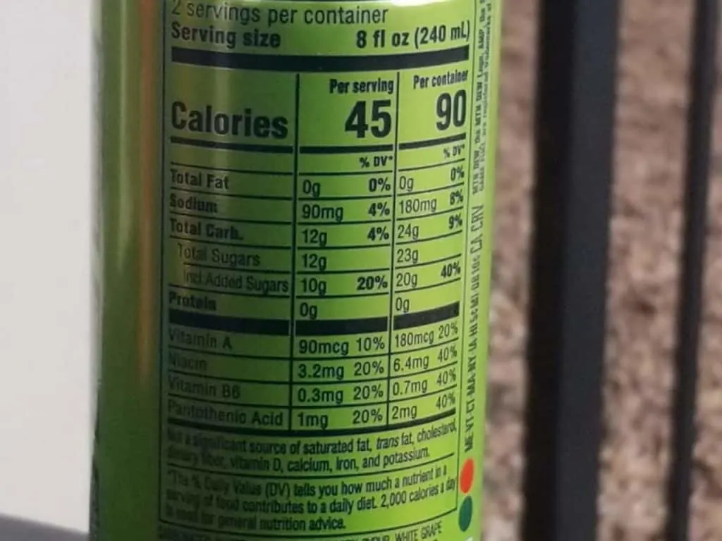 Nutritional value per 16 fl.oz of Game Fuel.