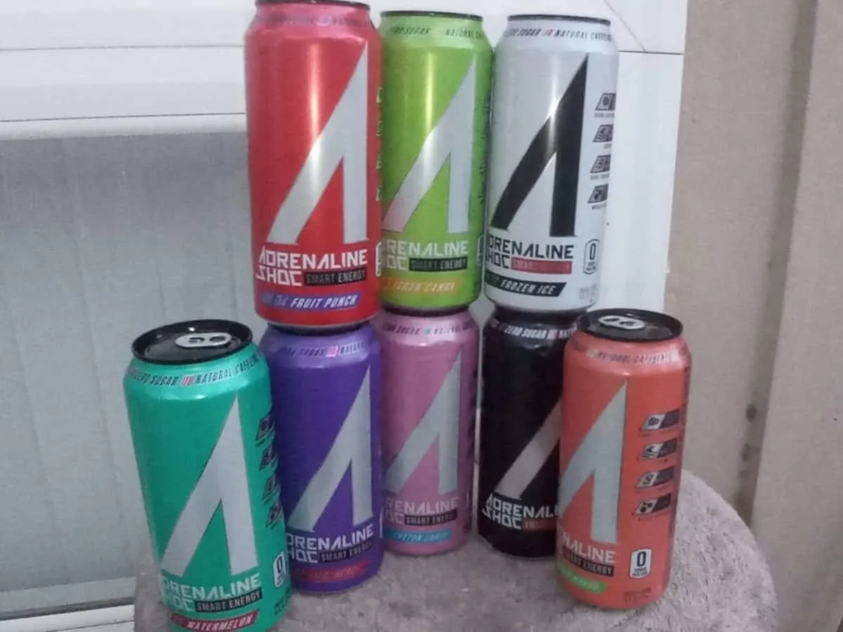 8 cans of Adrenaline Energy