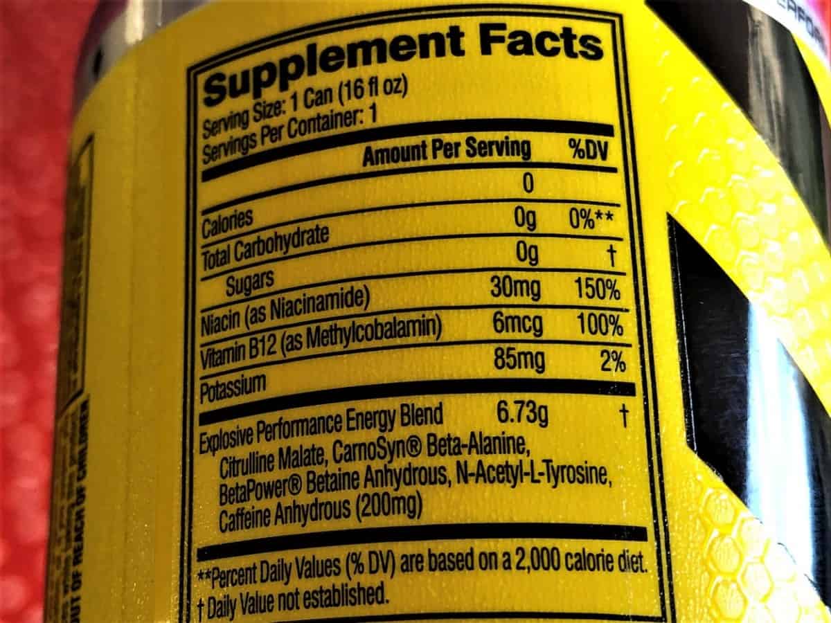 C4 Energy Drink Nutrition Facts