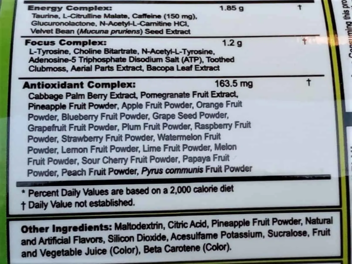 G Fuel Powder Ingredients List