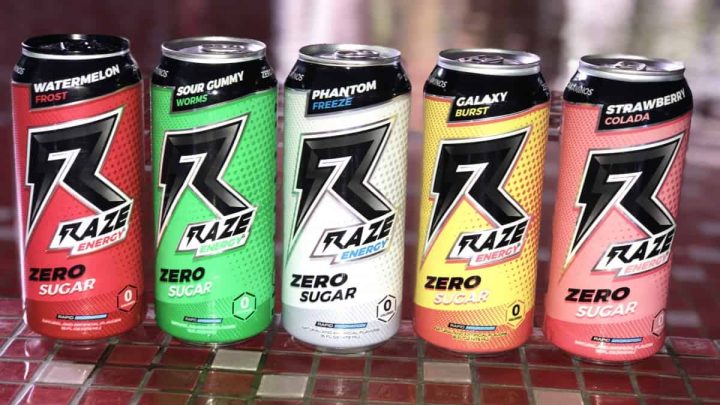 Raze Energy Drinks lined up