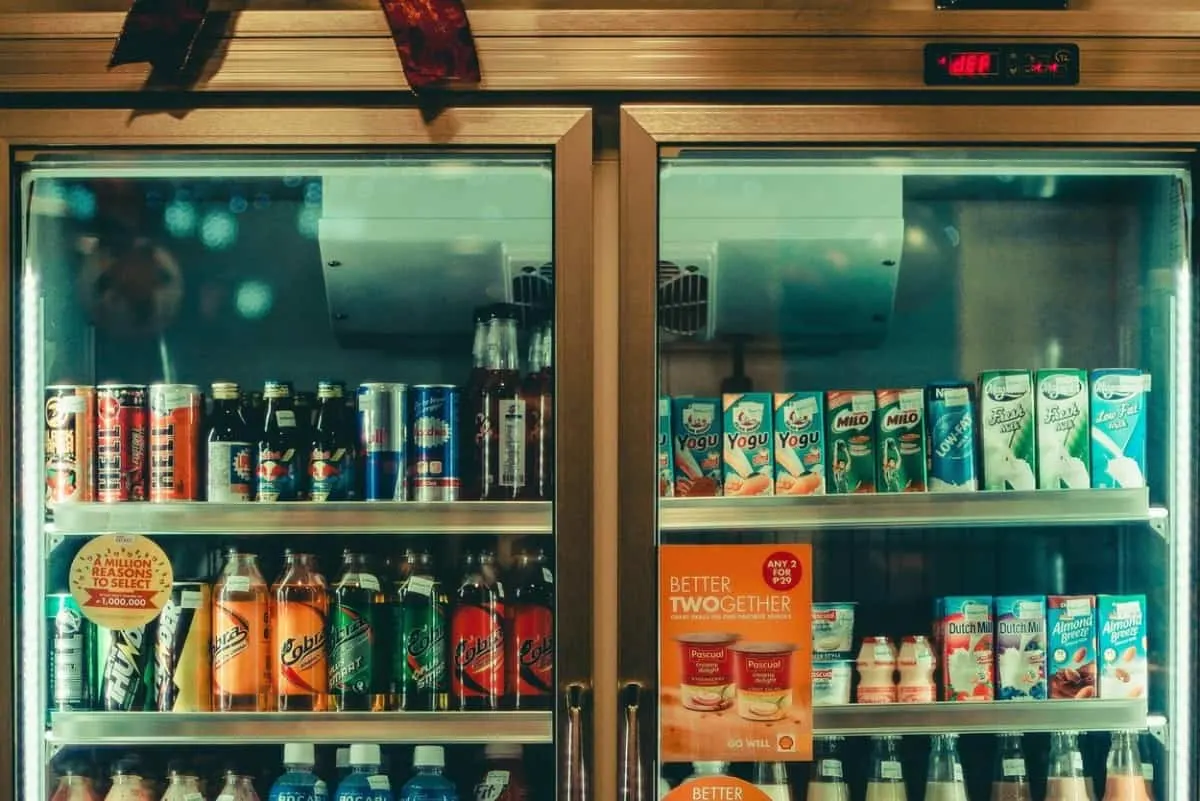 Store fridge containing drinks