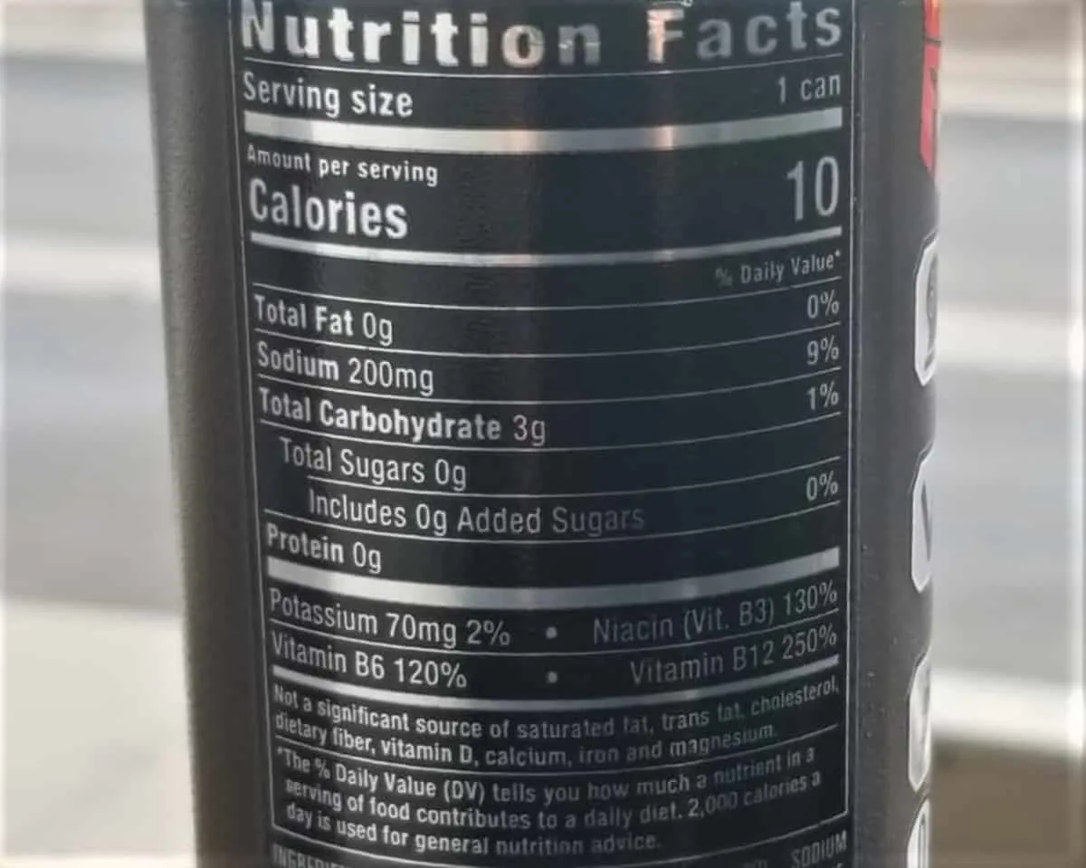 Reign Nutrition Facts