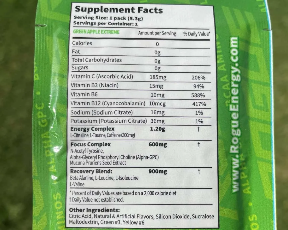 Rogue Nutrition Facts