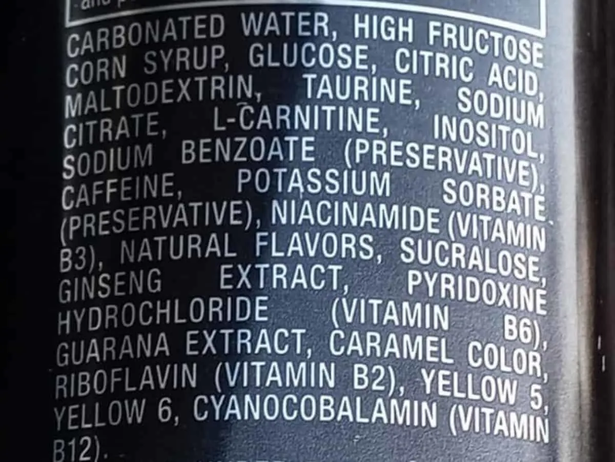 Venom Energy Ingredients
