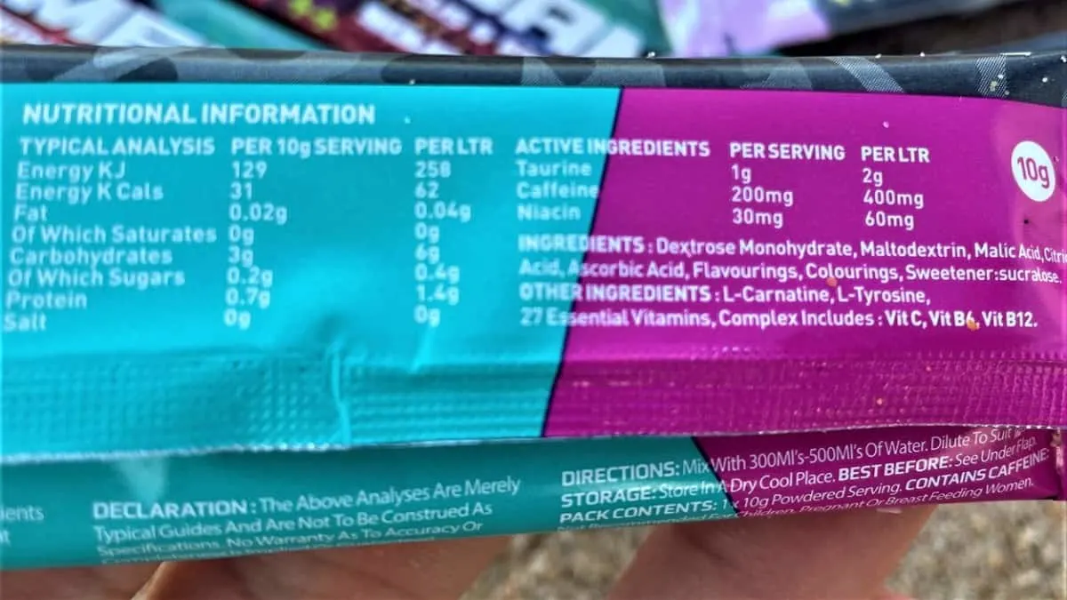 X-Gamer Nutrition Facts