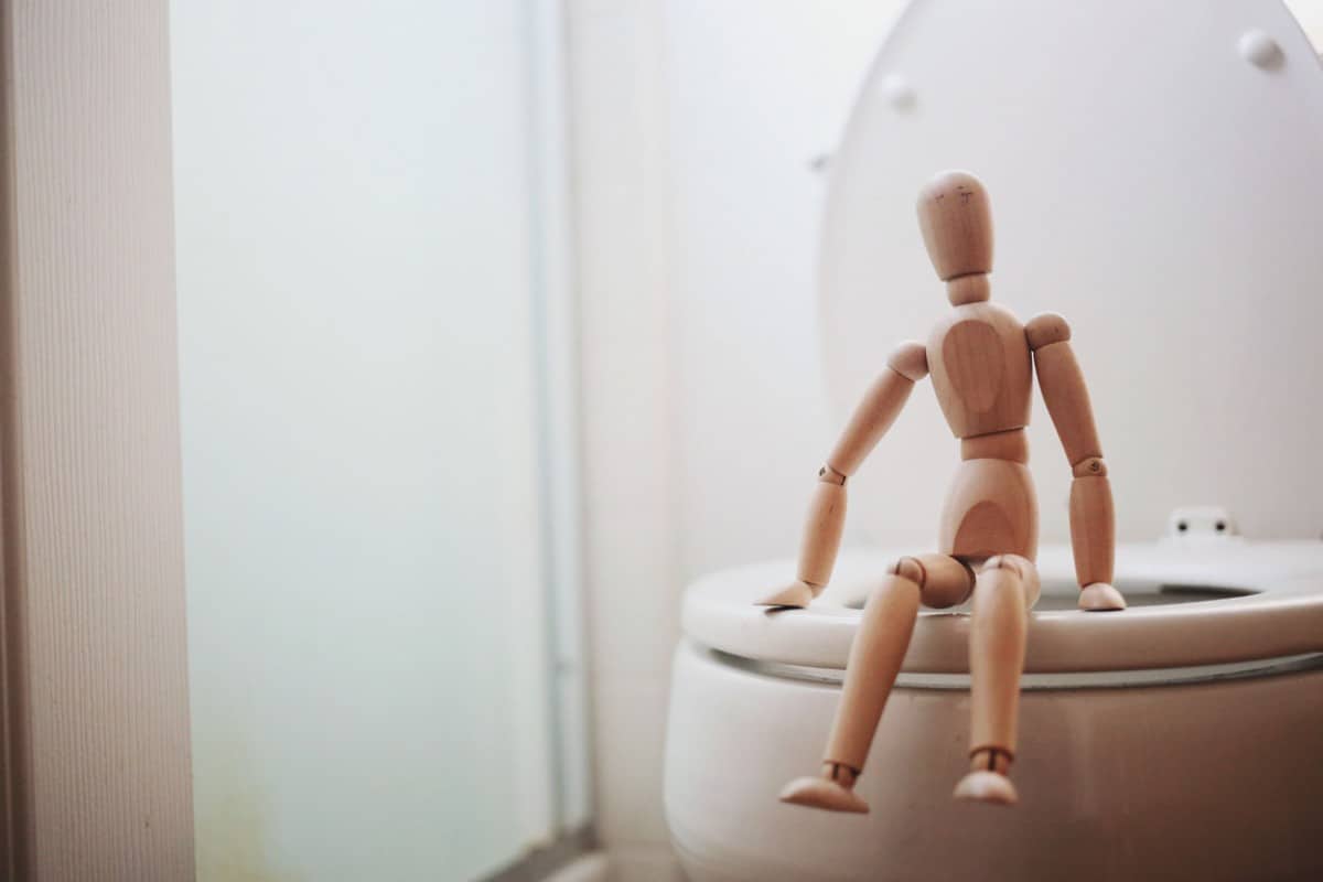 Doll on the toilet