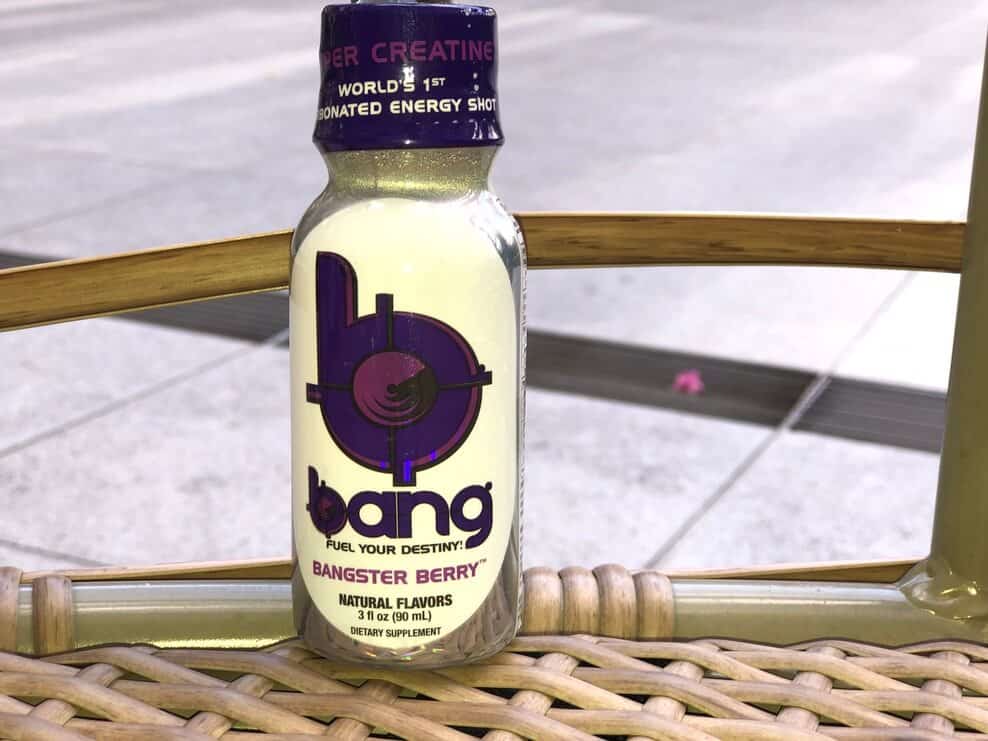 A bottle of Bang Energy Shot