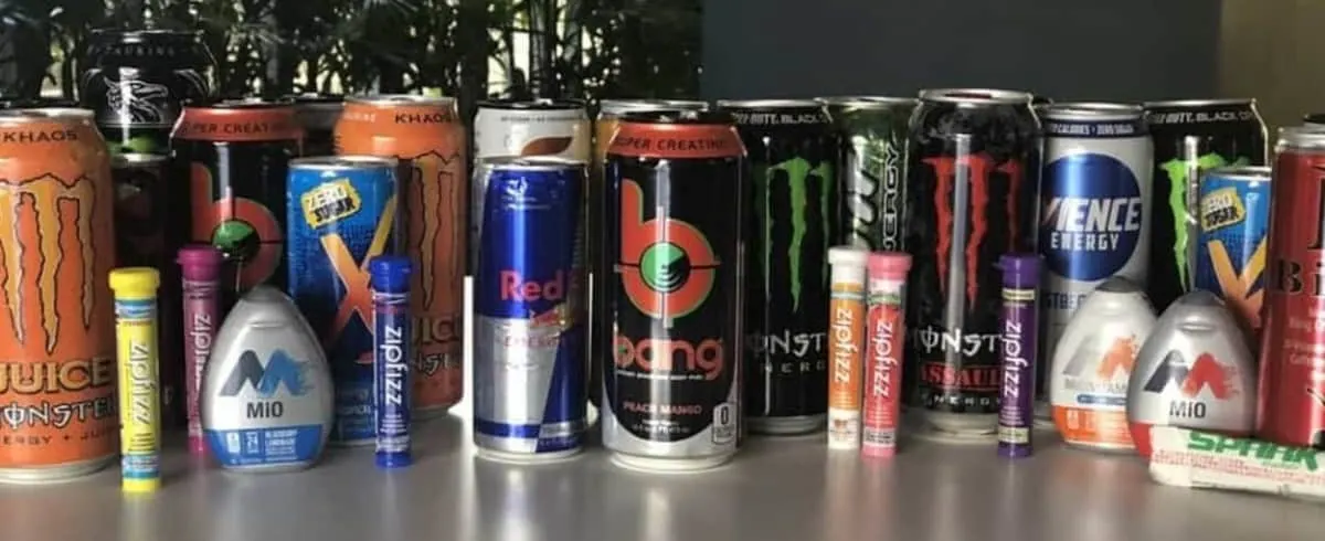 A Table of Assorted Cans of Energy Drinks