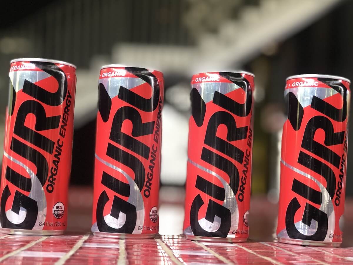 4 cans of Guru Energy Drink Original