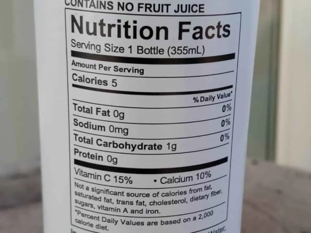 Uptime Energy Drink Nutrition Facts.