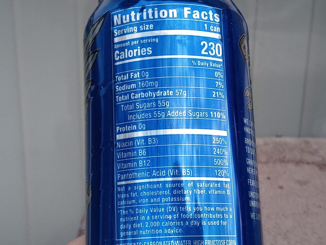 Nutrition Facts of Full Throttle Energy Drinks