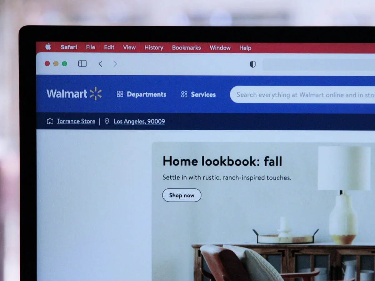 Preview of Walmart's website on a screen
