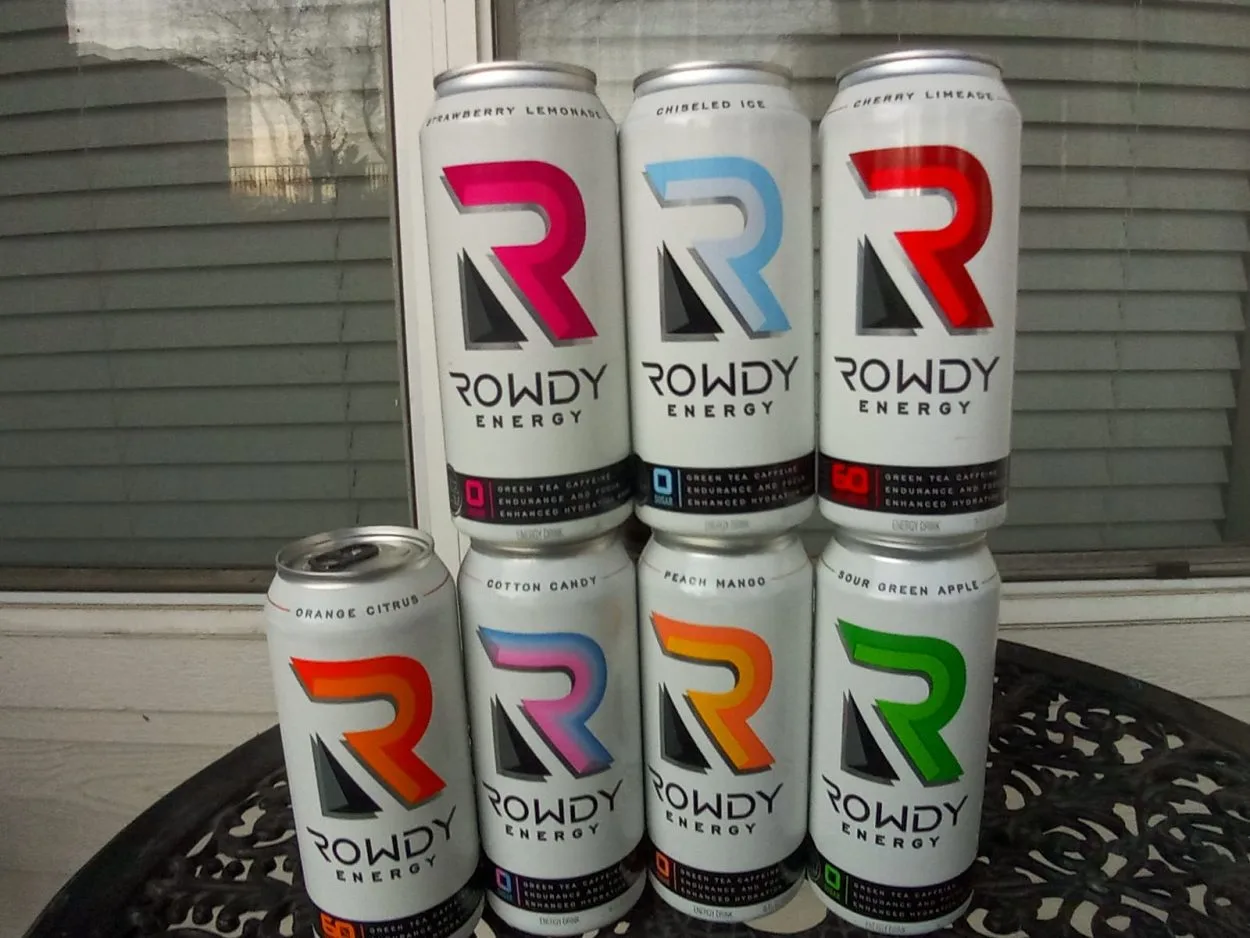 Rowdy cans stacked on top of each other