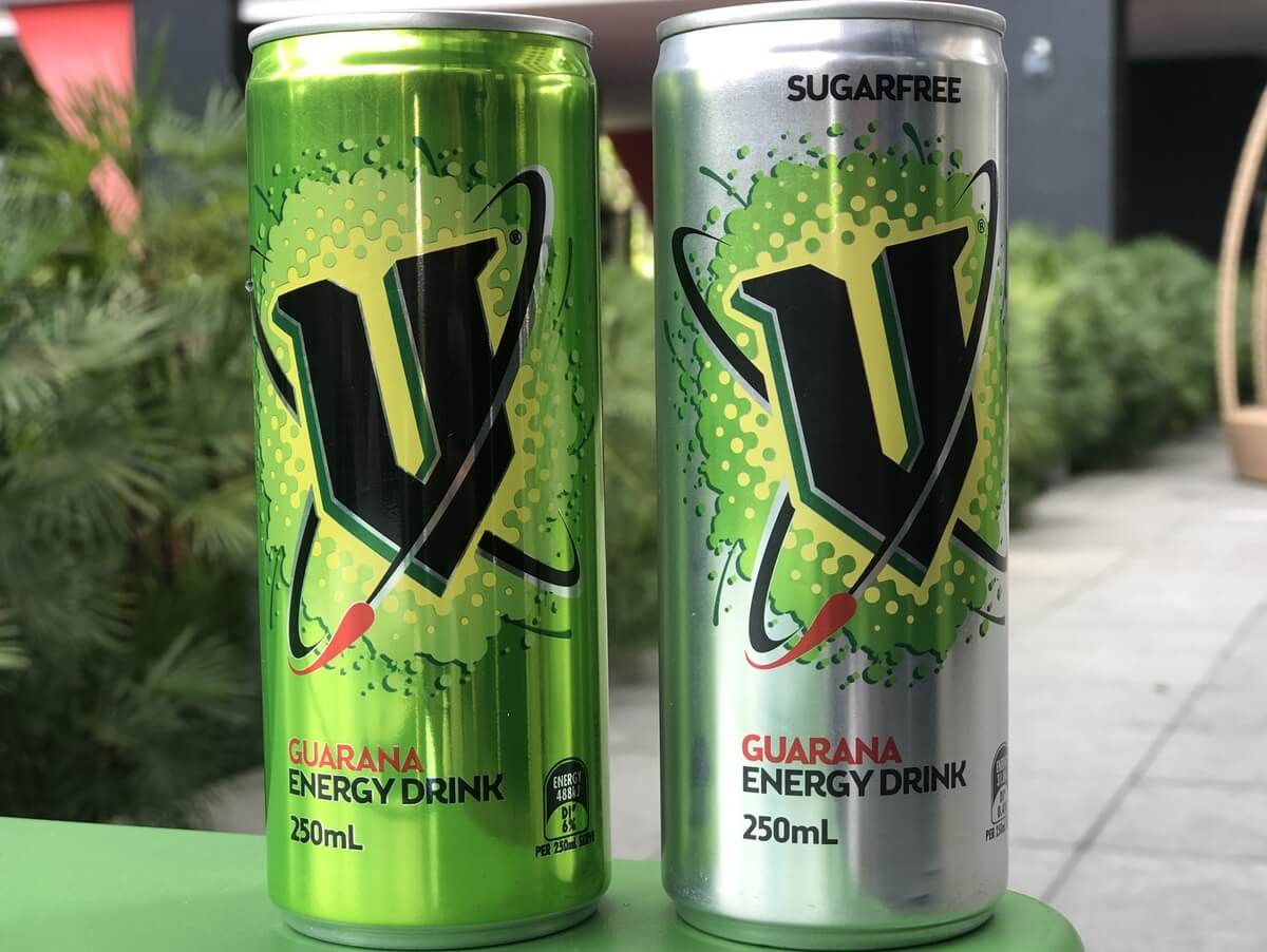 V energy drink two cans