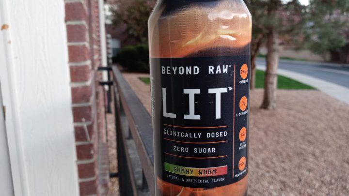 Lit energy drink can