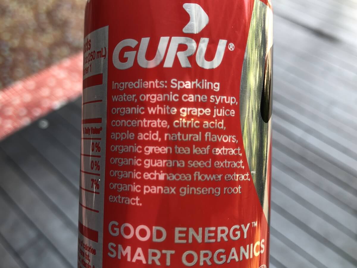 Ingredient Label Of Guru Energy