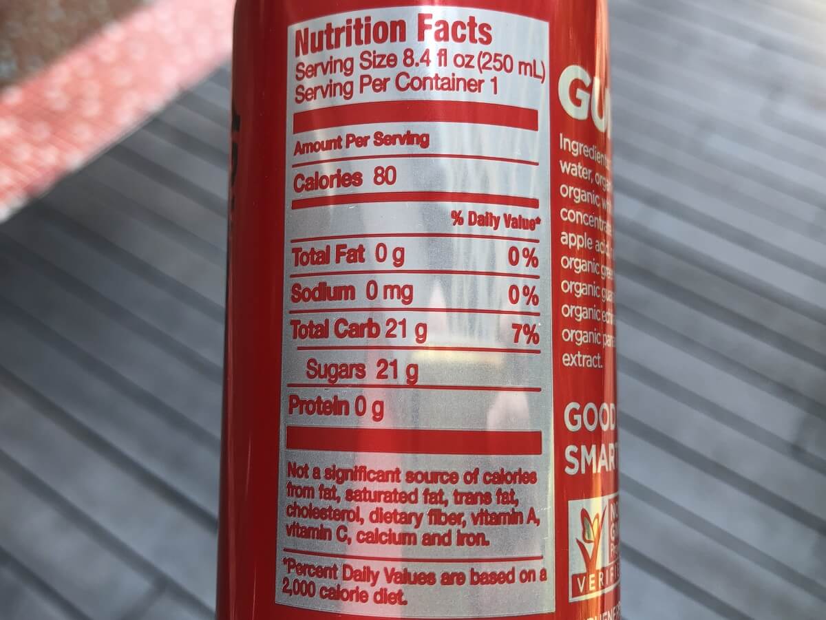 Nutrition Facts of Guru Energy Drink