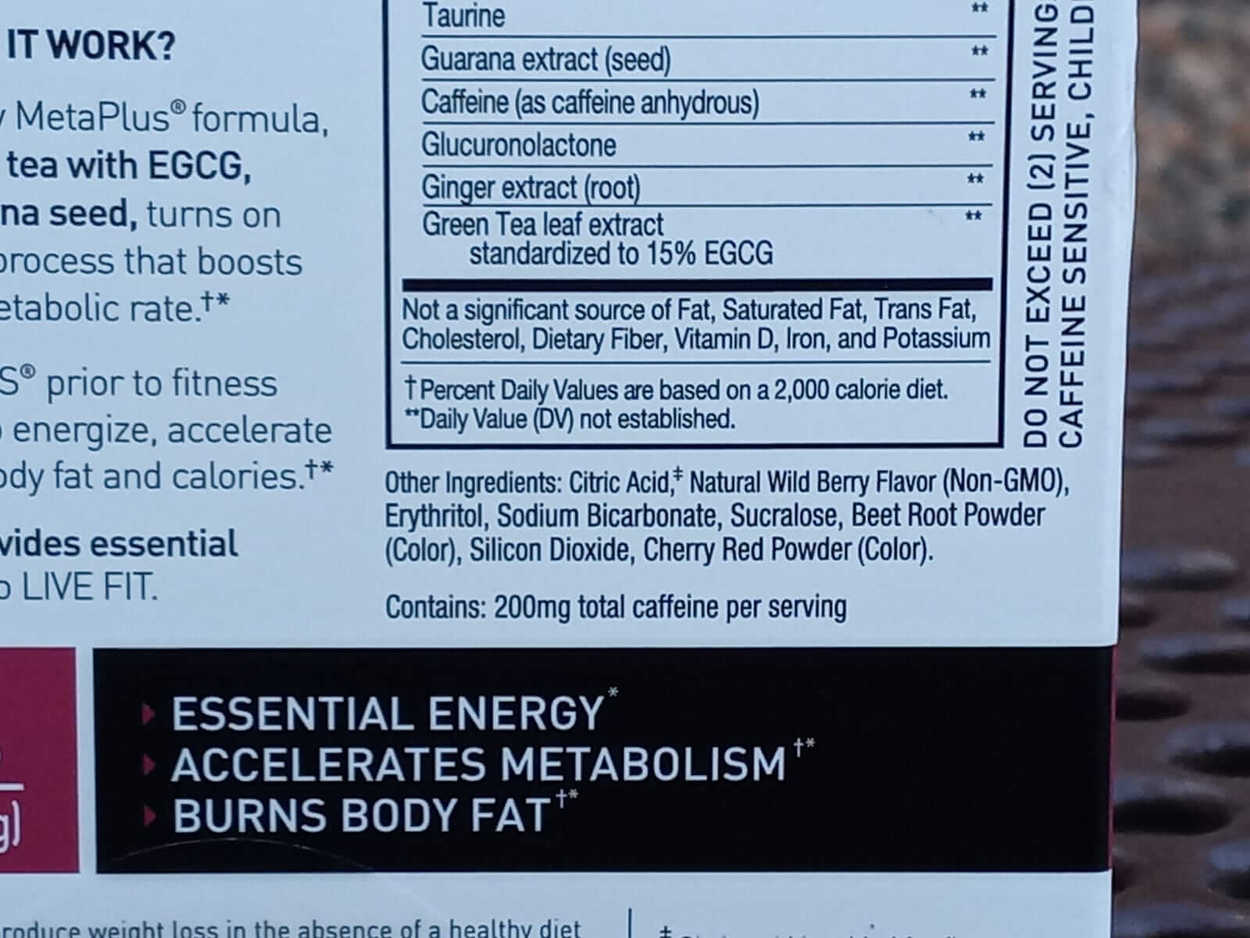 list of ingredients on the box 