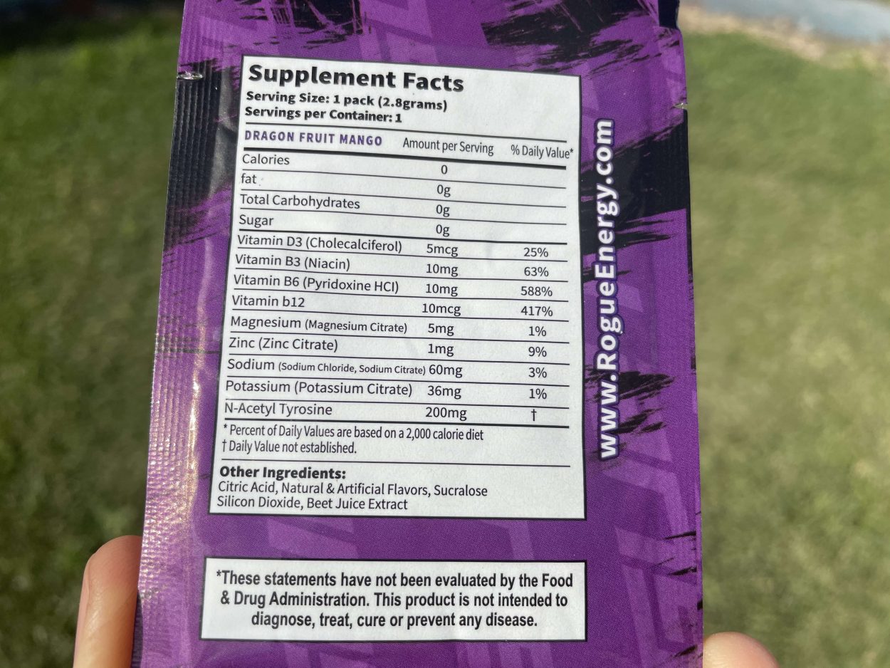 Rogue Energy Drink Nutritional Facts