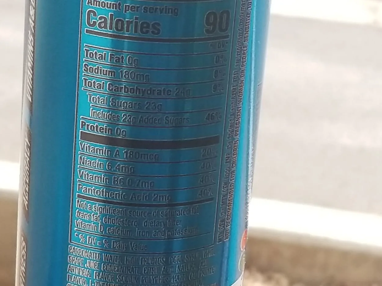 Energy drink can nutrition facts