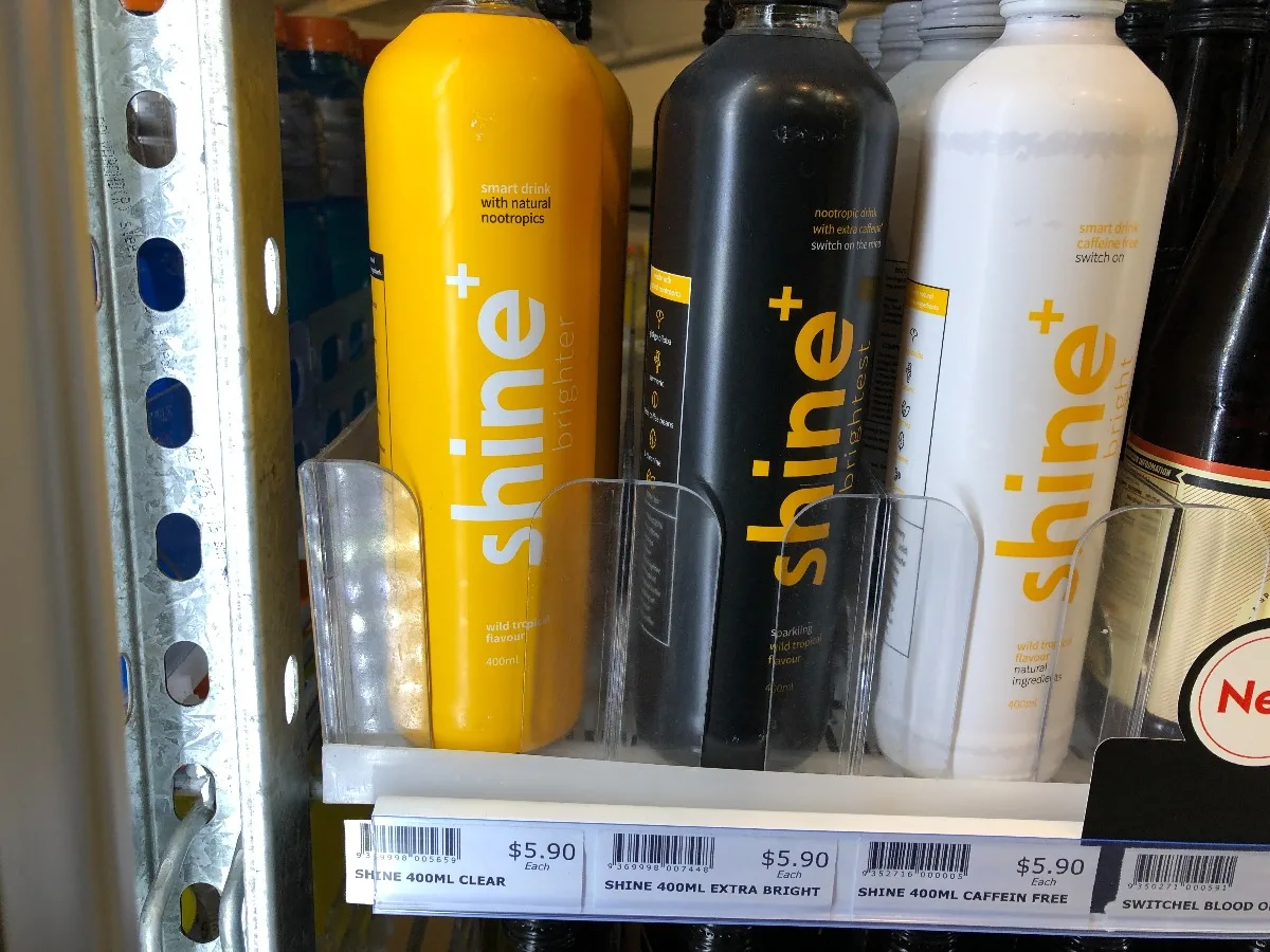 Bottles of Shine on a shelf