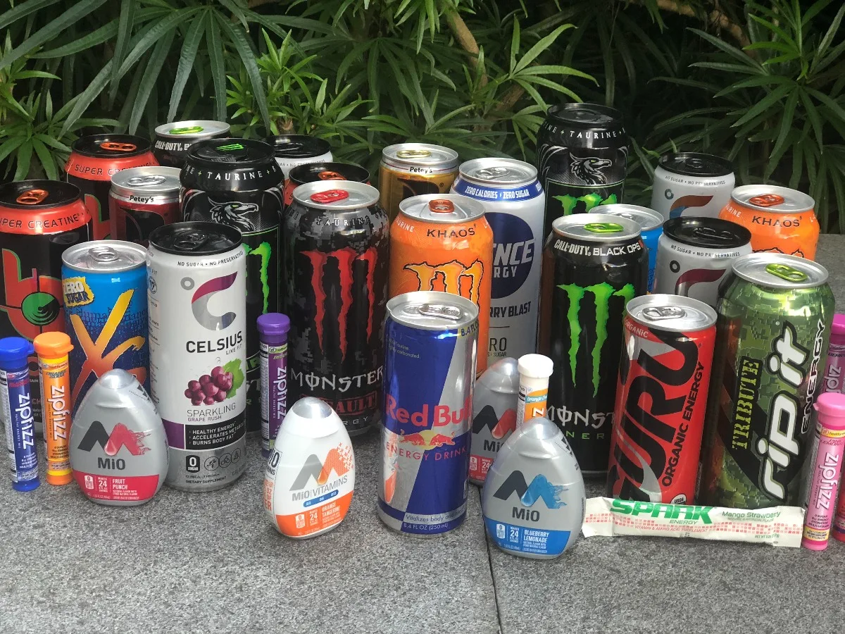 A variety of energy drinks