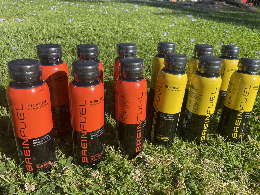 Different flavored bottles of BreinFuel
