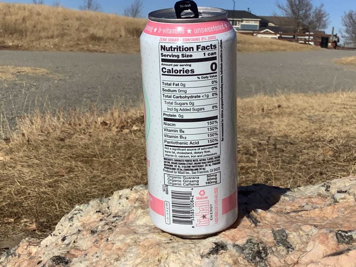 Nutritional Information on the back label of Hi Ball Energy