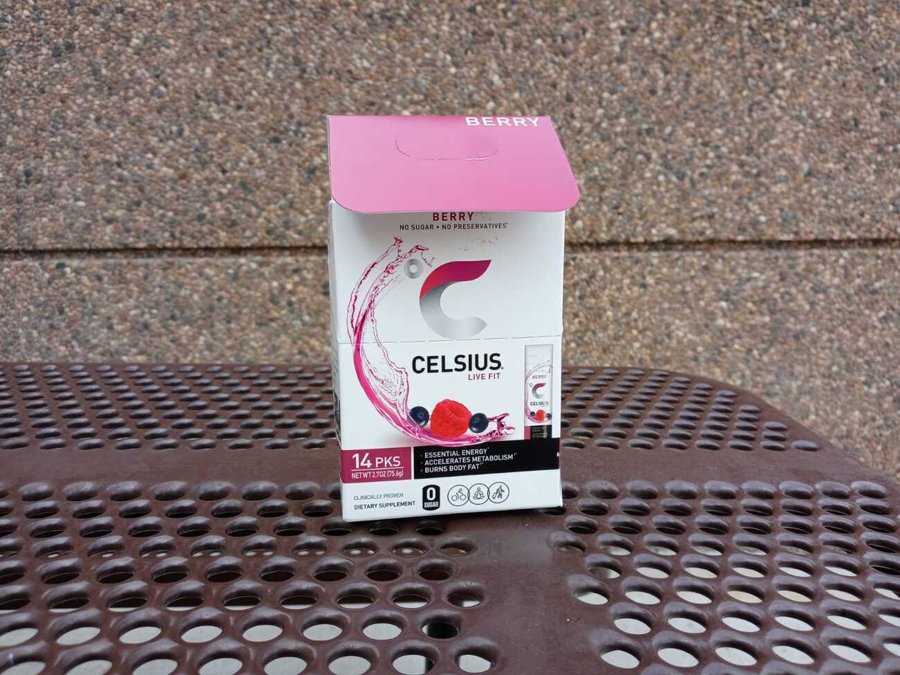 Berry-flavored Celsius on-the-go