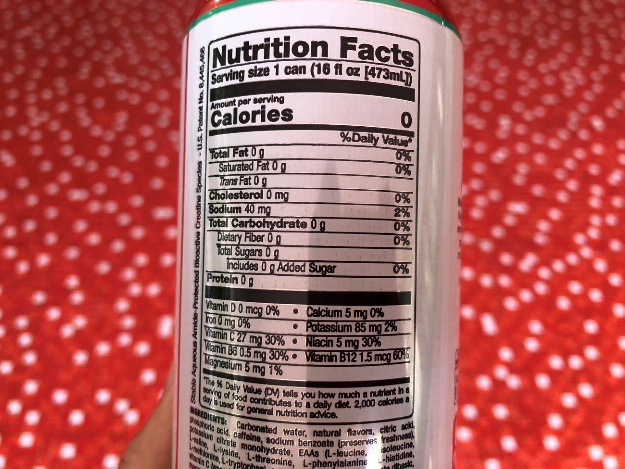 Nutrition Facts of Bang Energy