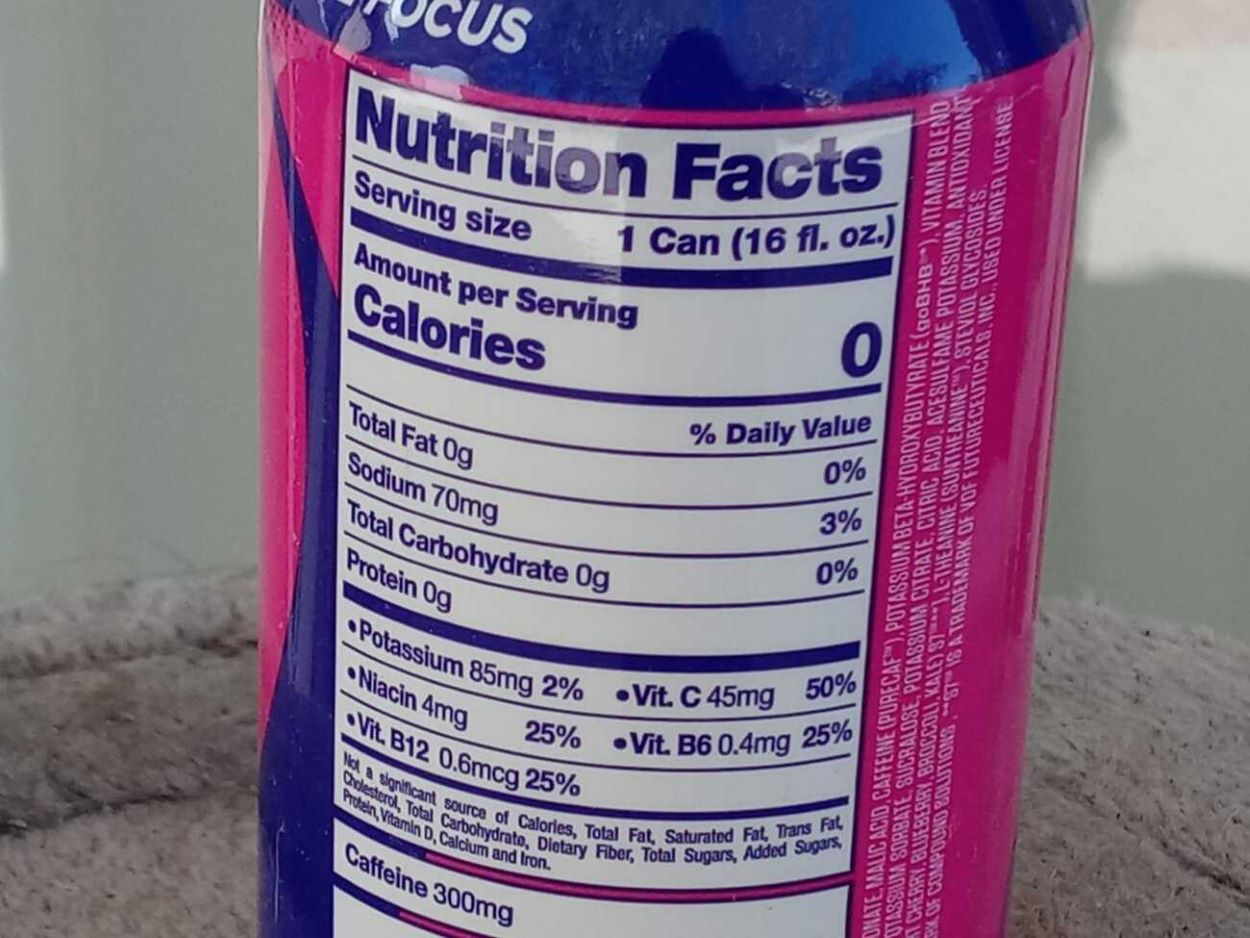 Can of G Fuel showing Nutritional facts