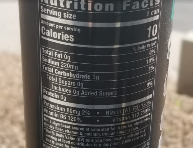 nutrition facts of Reign energy drink