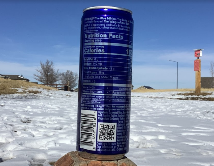 Nutrition Facts on the can of Blue edition