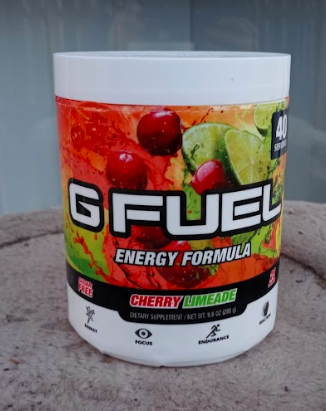 A tub of G Fuel Cherry Limeade