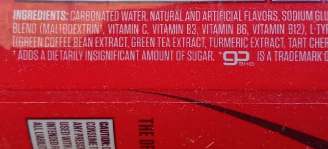 Ingredients in G Fuel can