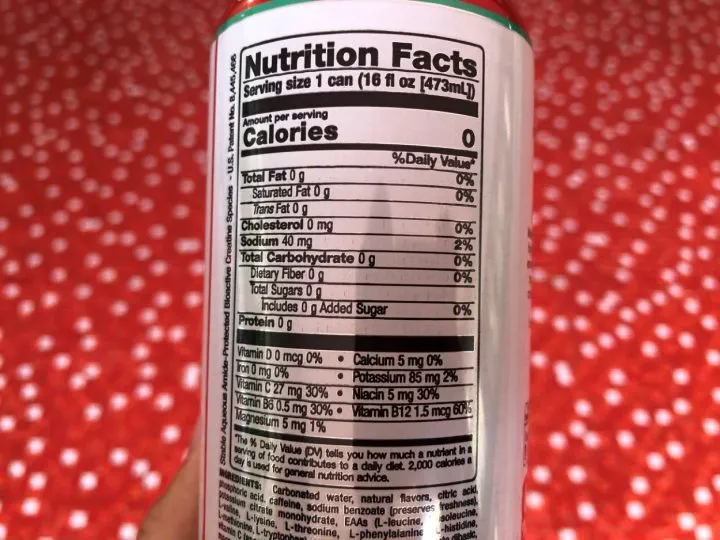 Bang Energy Drink can's back showing nutrition facts