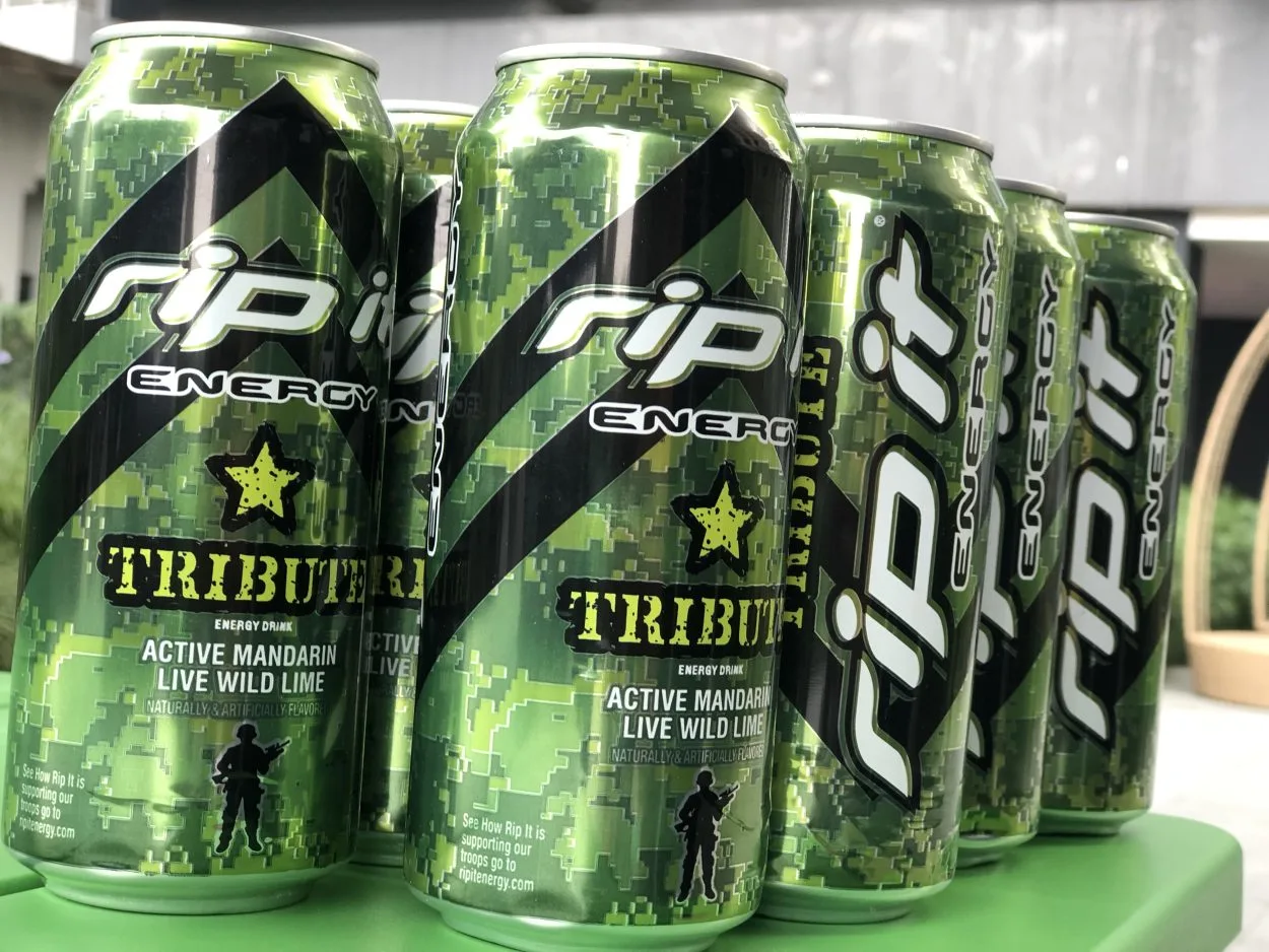 Several cans of Rip It energy drink