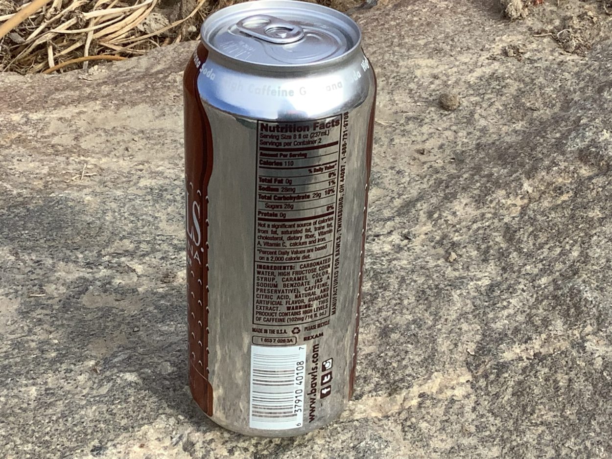 The backside of the can show its nutritional contents
