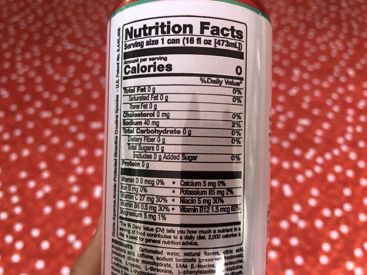 The nutritional facts of Bang